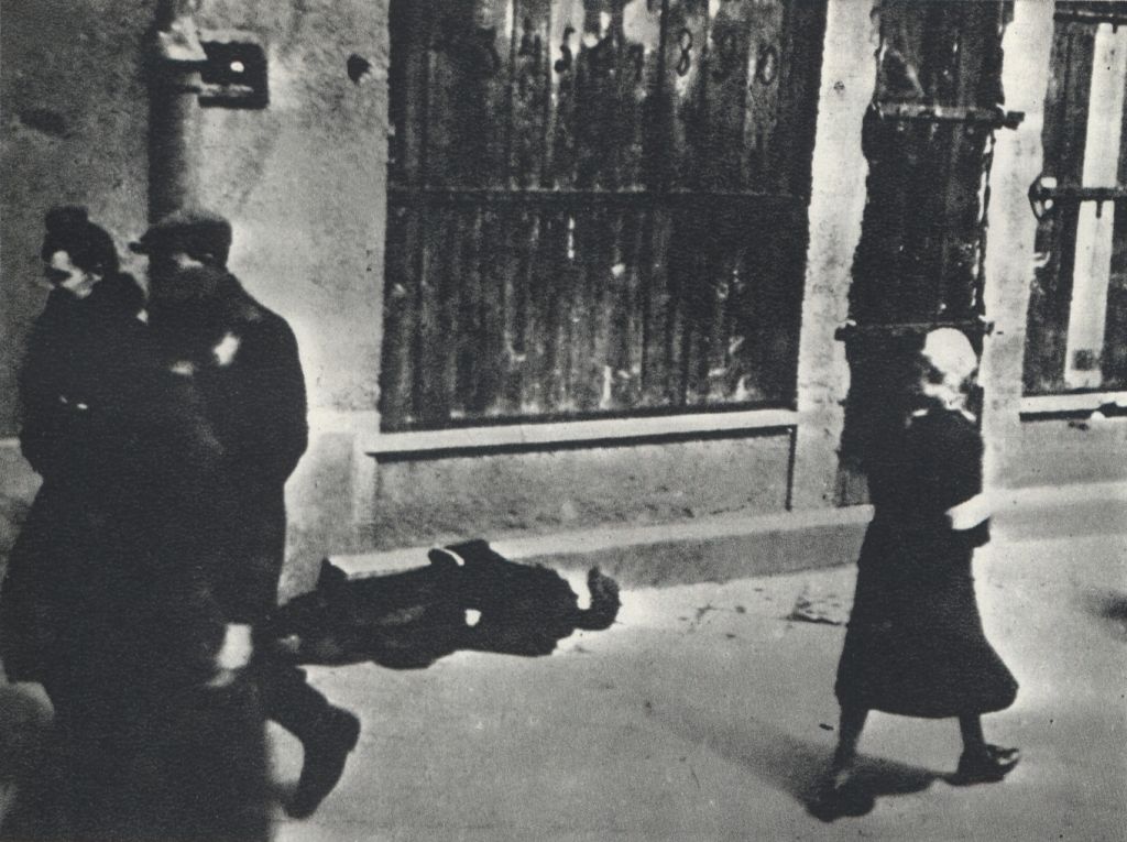 Dead body at the street of Warsaw Ghetto.