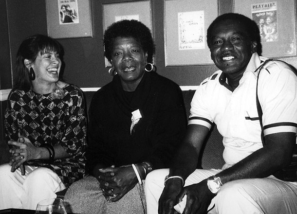 Producer-Director Karen Thorsen and Producer William "Bill" Miles with Dr. Maya Angelou, project scholar-aadvisor and on-camera "witness in James Baldwin: The Price of the Ticket. Photo Credit: DKDempsey. Copyright 1989, 2013 DKDmedia
