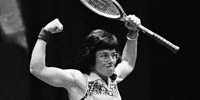 Billie Jean King reacts during a match against Betty Ann Gruob Stuart, Jan. 8, 1974. AP Photo/SJV.