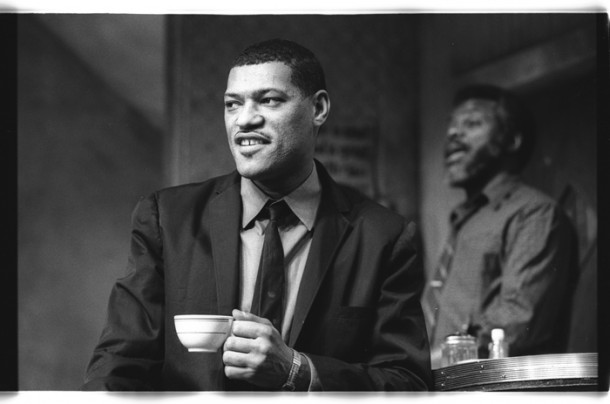 Laurence Fishburne (left) and Al White (right) in a Seattle Repertory Theatre production of August Wilson's "Two Trains Running." Photo: Chris Bennion Photography.
