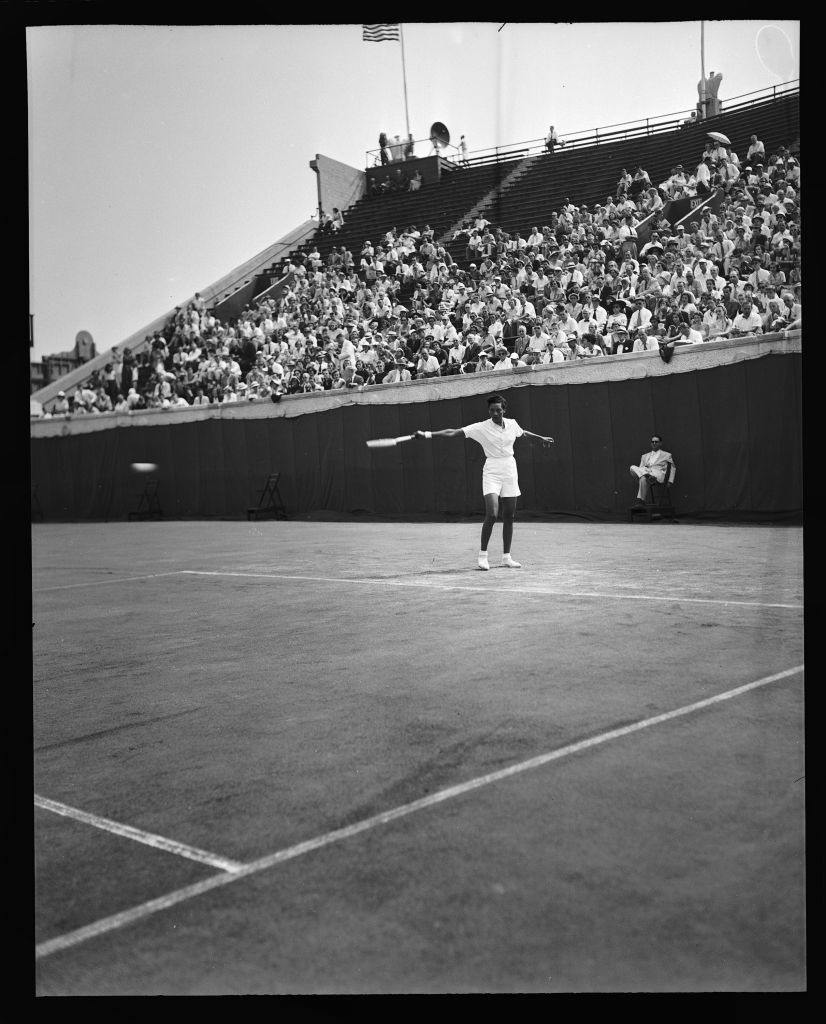 Althea Gibson at the West Side Tennis Club, Forest Hills, NY, 1957.
