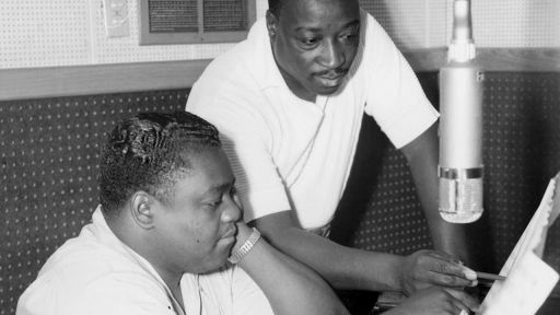 Fats Domino and Dave Bartholomew in New Orleans studio