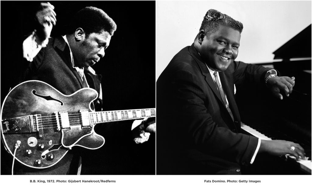 B.B. King (left) and Fats Domino (right)