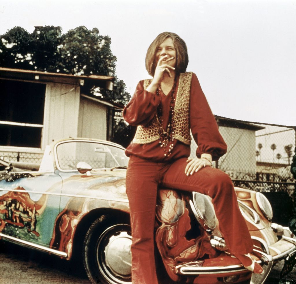Janis Joplin on car