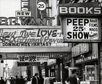 The peep shows and porn theaters that lined the streets of Times Square.