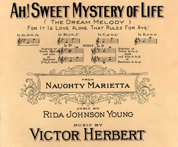 Sheet music cover page of Victor Herbert's "Ah! Sweet Mystery of Life."