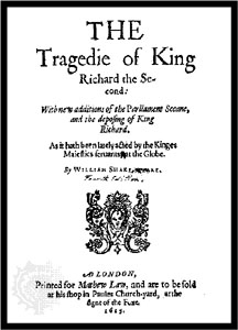 Title page of Richard II, from the fifth quarto, published in 1615.