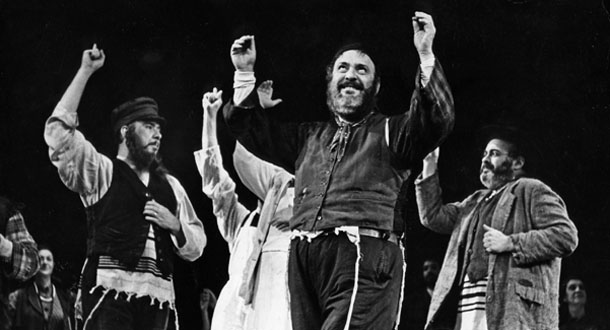 Zero Mostel performs “Tradition” in the 1964 Broadway production of Fiddler on the Roof. Photo:  Photofest, Inc.