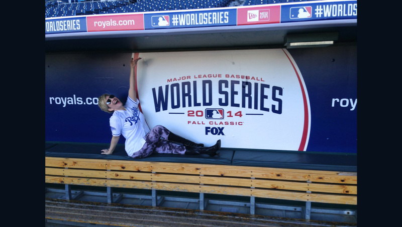 Joyce DiDonato shows hometown pride at the final game of the 2014 World Series. Photo from JoyceDiDonato.com