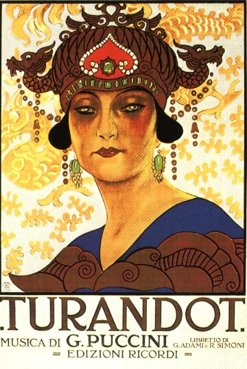 Promotional poster for Giacomo Puccini's opera Turandot, in 25 April 1926.