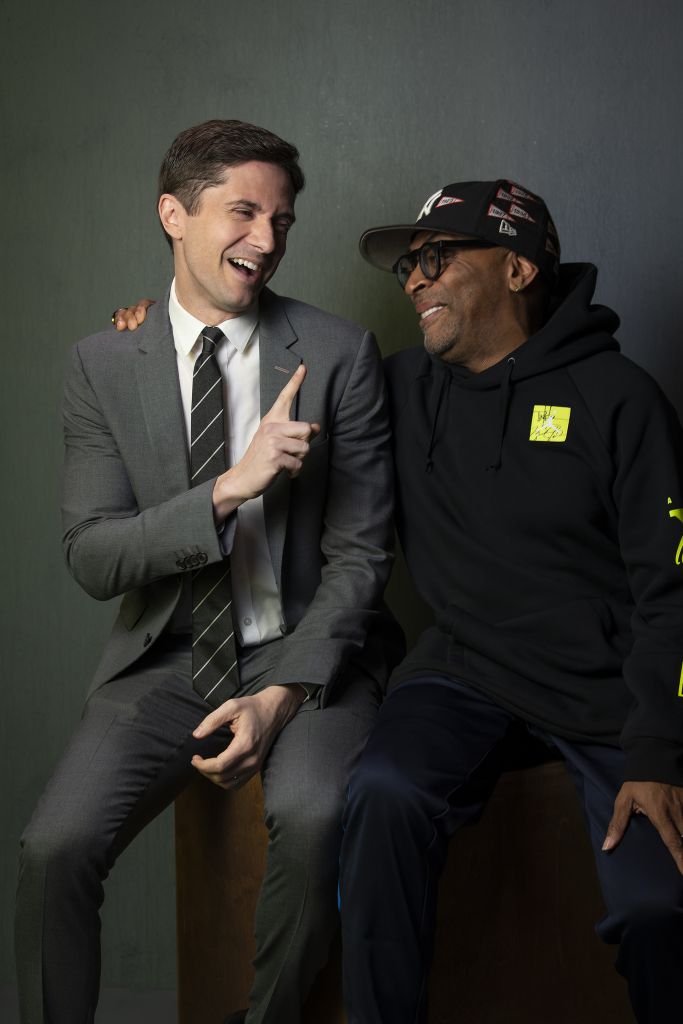 Best Director Award winner Spike Lee (right) with the award’s presenter and <i>BlacKkKlansman</i> actor Topher Grace (left). Photo by Kwaku Alston.
