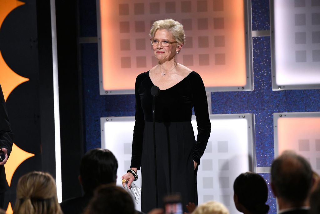 BEVERLY HILLS, CALIFORNIA - JANUARY 11: Annette Bening accepts Career Achievement onstage during AARP The Magazine's 19th Annual Movies For Grownups Awards at Beverly Wilshire, A Four Seasons Hotel on January 11, 2020 in Beverly Hills, California. (Photo by Michael Kovac/Getty Images for AARP)
