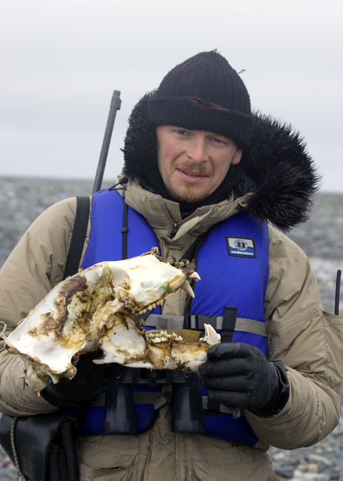 Chris Morgan with Polar Bear Skull