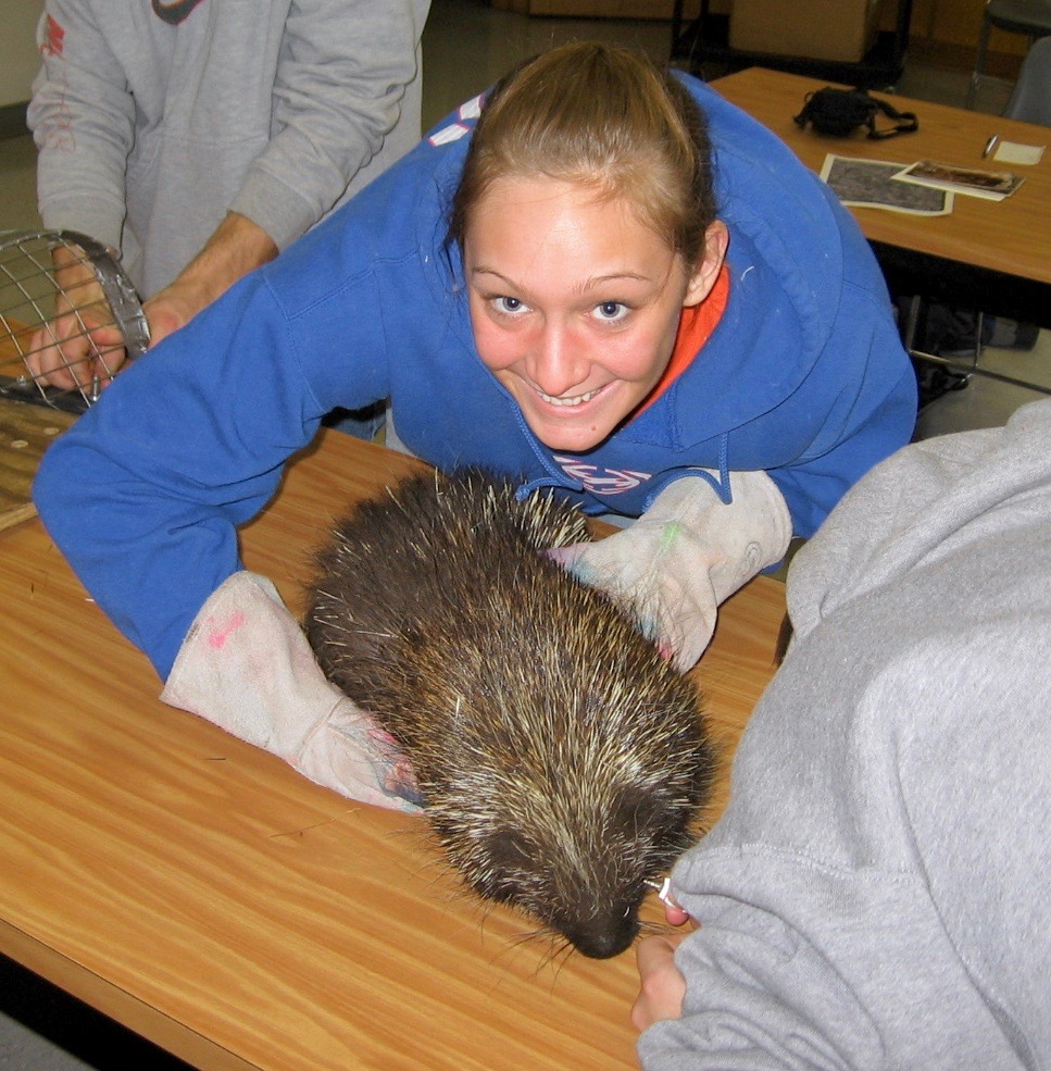 Student with a porcupine