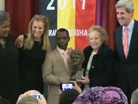 Frank Mugisha receives an award from the Robert F. Kennedy Center for Justice and Human Rights 