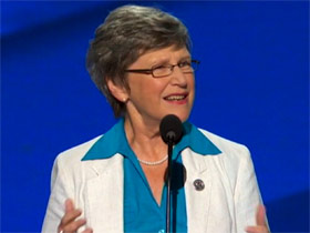 Sister Simone Campbell speaking at DNC