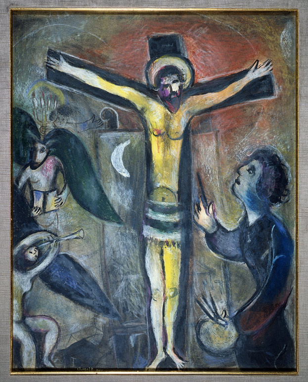 Marc Chagall, Christ and the Artist, 1951, gouache and pastel on paper over board