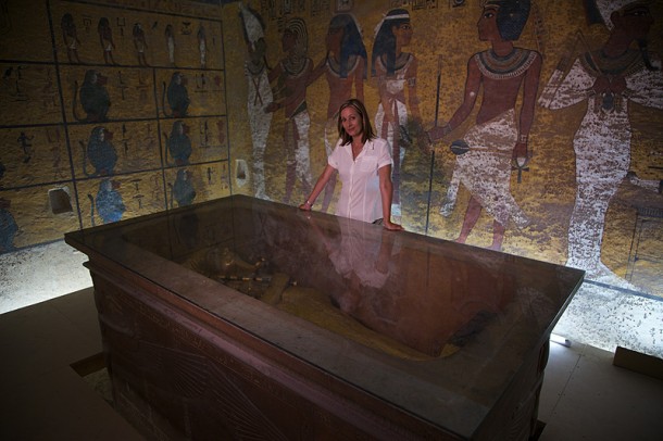 Behind the Scenes image from Secrets of the Dead: Ultimate Tut,  Melinda Hartwig, associate professor, Georgia State University in Tutankhamen's tomb. Credit: Sean Smith © Blink Films