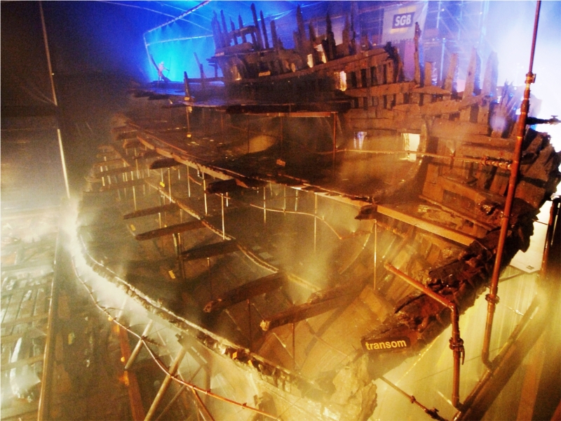 The Tudor period carrack Mary Rose under going conservation with polyethylene glycol at the Historic Dockyard in Portsmouth, United Kingdom. Source: Mary Rose Trust 