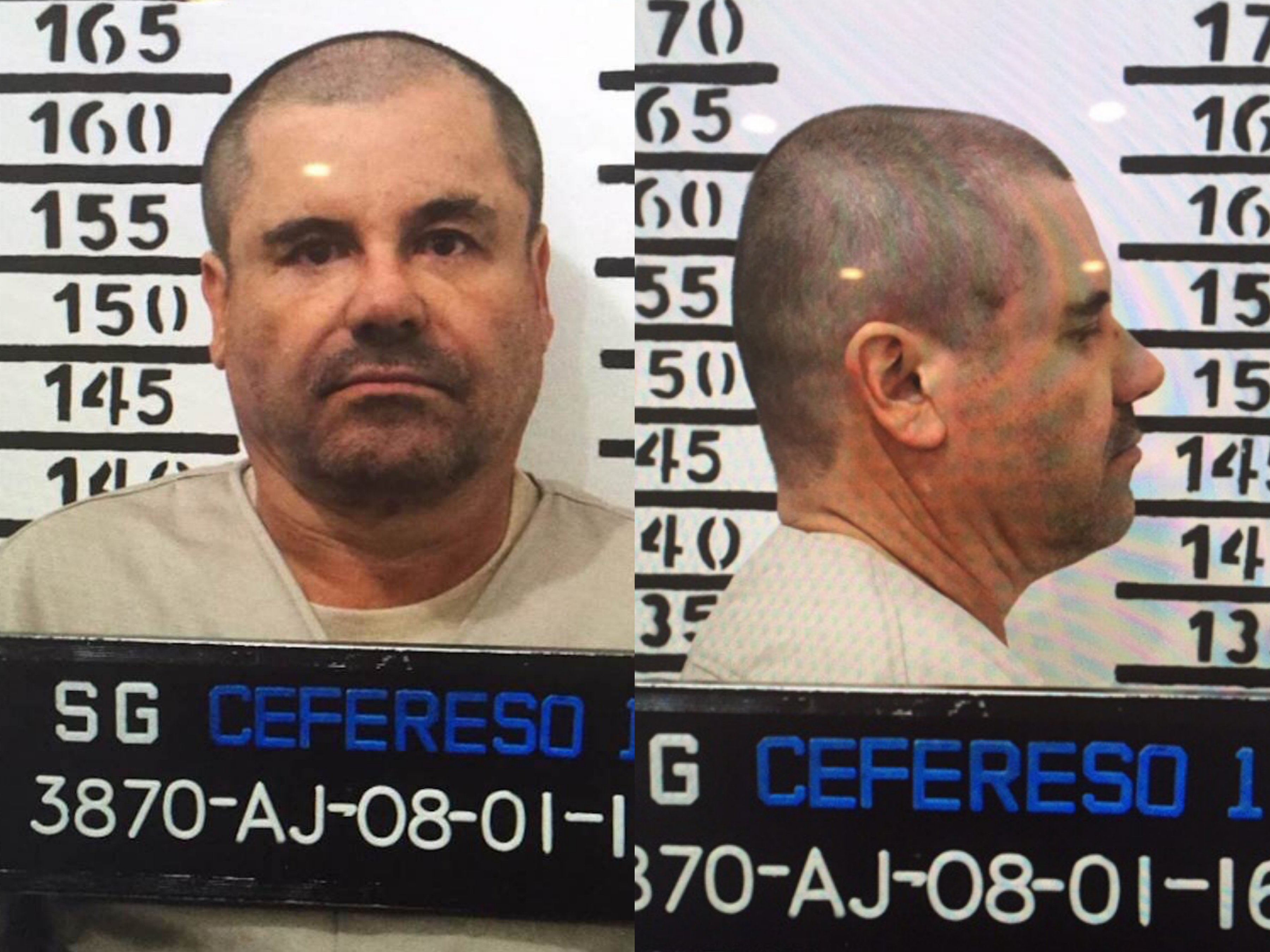 The official booking photo of Joaquín "El Chapo" Guzmán. January, 8, 2016. Mexico's federal government