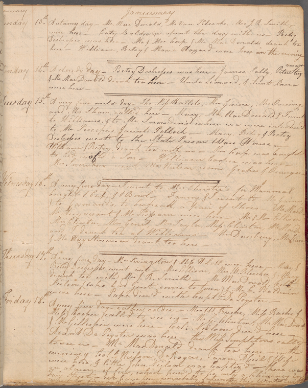 Elizabeth De Hart Bleecker diary. NYPL