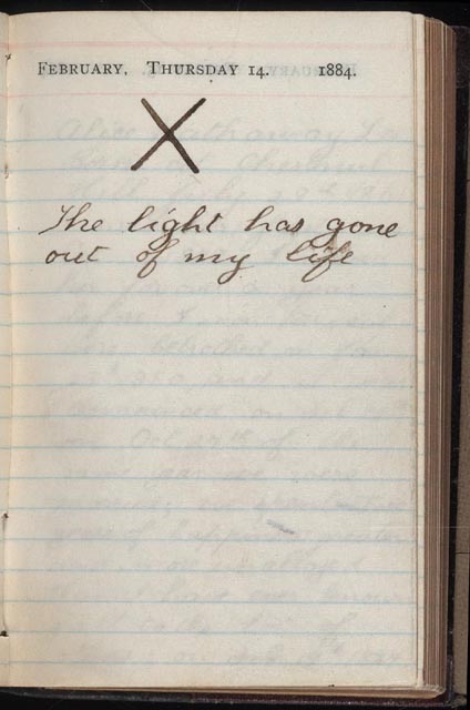 Theodore Roosevelt (1858-1919) Diary entry, February 14, 1884 (Library of Congress )