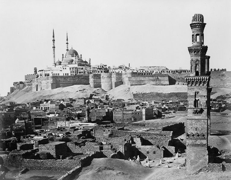 The Citadel and tombs in Cairo, Egypt in the late 1800s. Date: 1870-1890, Source: Library of Congress, Author: Antonio Beato