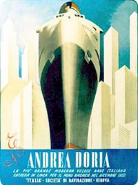 An advertisement promotes the luxurious Andrea Doria.