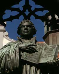 A statue of Martin Luther, the Protestant leader.