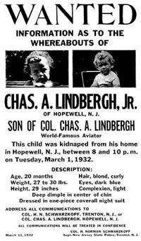 Wanted poster for Lindbergh Kidnapping