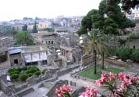 A view of Herculaneum, which was buried by volcanic ash when Mount Vesuvius erupted in A.D. 79. 