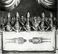 This illustration serves as an early example of the public exhibition of the Shroud