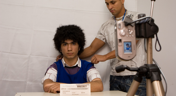 Student having his photo taken at the University of Brasilia