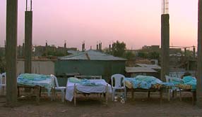 Wicker cots on the roof